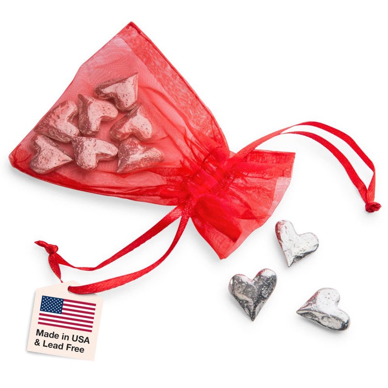 DANFORTH - Vilmain Original Heart Pocket Charms/Coins, Pewter, Made in USA, Gift Bag (Pack of 10) - Image 1